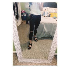 Low Rise Black Ripped Jeans